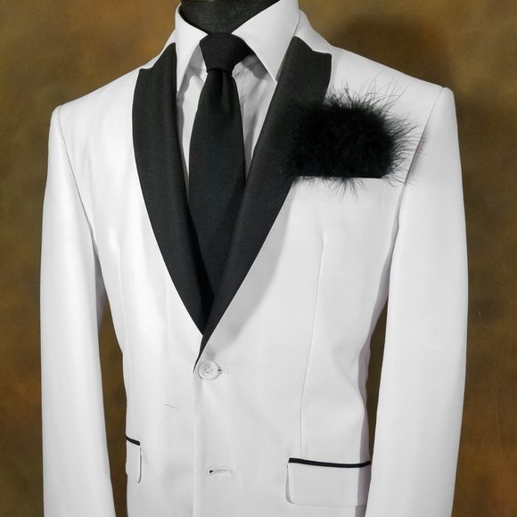 New - Black Genuine Marabou Feather Pocket Square Insert - Picture 3 of 6